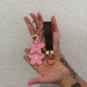 Louis Vuitton Patterned & Pink Floral Charm Keychains